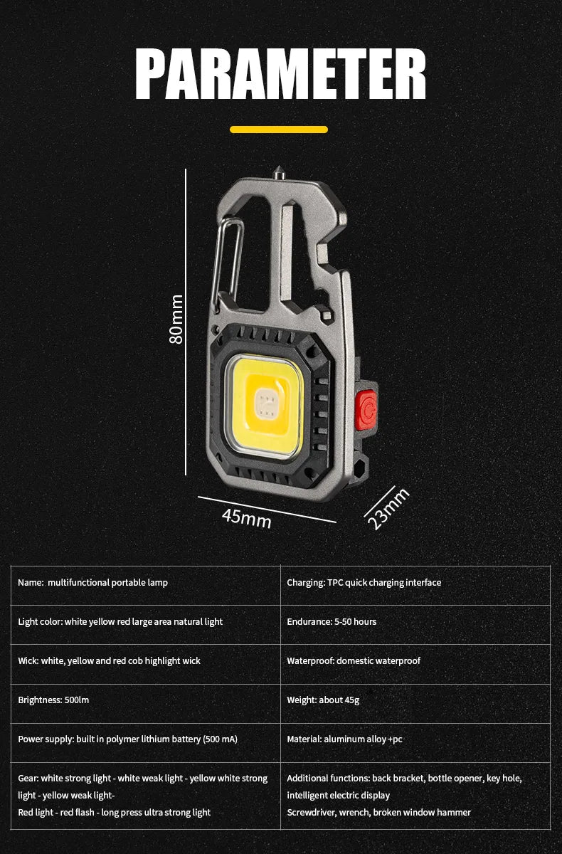 USB Multifunction Flashlight Keychain 